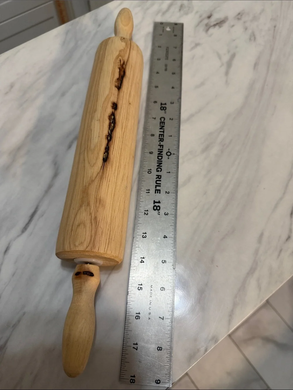 Handcrafted Hardwood Rolling Pin & Vintage Embroidered Linen Bread Basket Towel